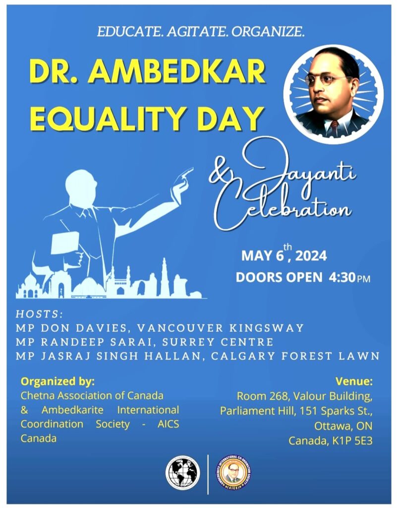Canadian Ambedkarite celebrated ambedkar jayanti as Equality Day at the Parliament Hill by chetna foundation and AICS.
